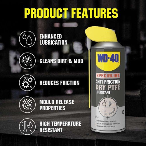 Spray Lubrifiant WD-40 Anti Friction Dry PTFE Lubricant, 400ml