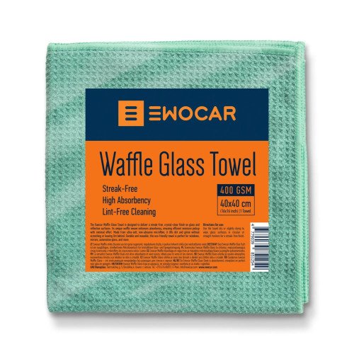 Laveta Geamuri Ewocar Waffle Glass Towel, 400 GSM, 40 x 40cm