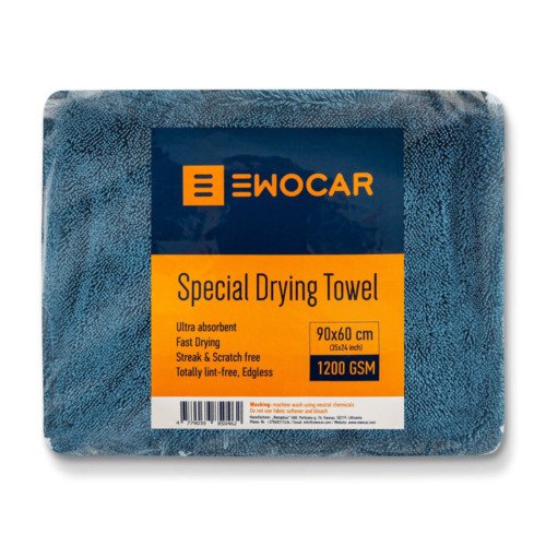 Prosop Uscare Auto Ewocar Special Drying Towel, 1200GSM, Albastru, 90 x 60cm