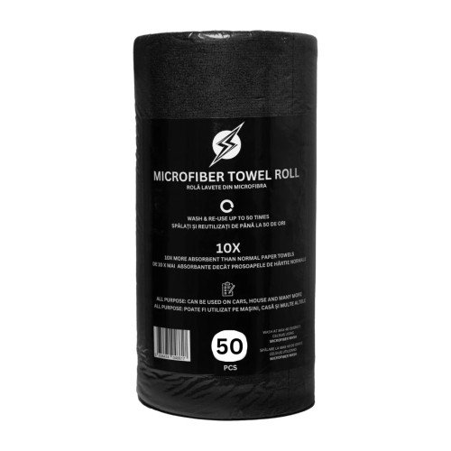 Rola Lavete Microfibra Flash Detail Microfiber Towel Roll, 200GSM, 30 x 30cm, Negru, 50 buc Rola Lavete Microfibra Flash Detail Microfiber Towel Roll, 200GSM, 30 x 30cm, Negru, 50 buc