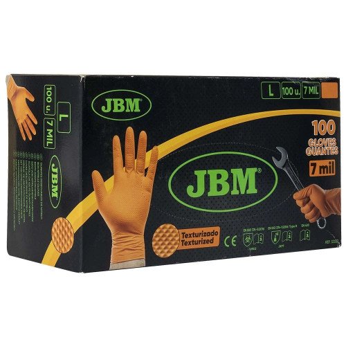 Manusi Nitril Texturat JBM Orange Gloves, Portocaliu L, 100 buc