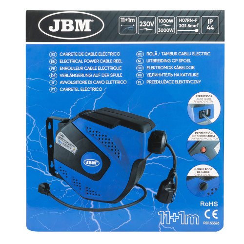 Prelungitor Rola Tambur Curent JBM Retractable Cable Reel, 12m