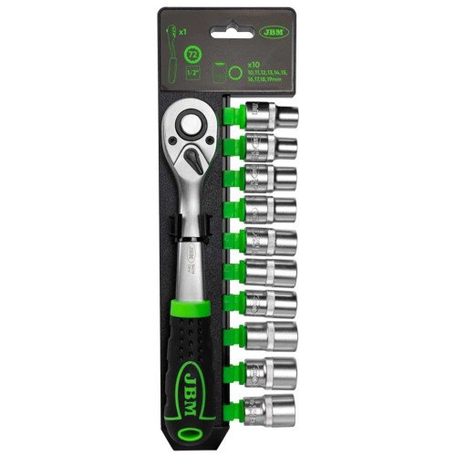 Set Tubulare cu Clichet 1/2 JBM 12 Point Sockets, 11 buc