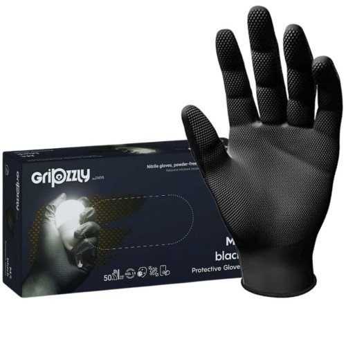Manusi Nitril Gripzzly, Negru, XL, 50 buc Manusi Nitril Gripzzly, Negru, XL, 50 buc