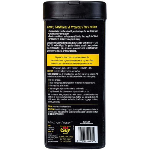 Servetele Intretinere Piele Meguiar's Rich Leather Wipes, 30 buc