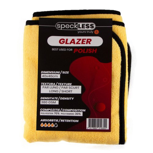 Laveta Microfibre speckLESS Glazer, Galbena, 380 GSM, 40x40cm