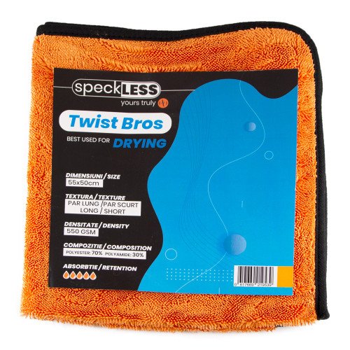 Prosop Uscare Auto speckLESS Twist Bros, Orange, 55x50cm