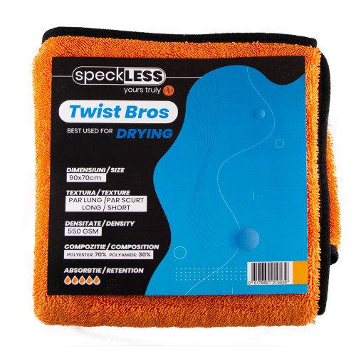 Prosop Uscare Auto speckLESS Twist Bros, Orange, 90x70cm