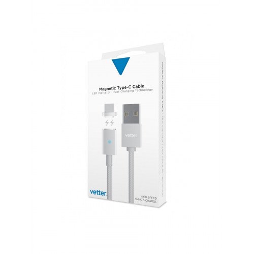 Cablu Date si Incarcare Magnetic Vetter USB to Type-C, Silver Cablu Date si Incarcare Magnetic Vetter USB to Type-C, Silver