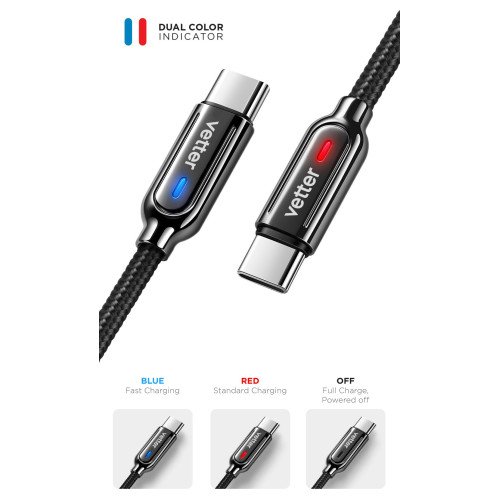Cablu de date si incarcare Vetter Smart Type-C, Auto Disconnect, 1.2m Cablu de date si incarcare Vetter Smart Type-C, Auto Disconnect, 1.2m