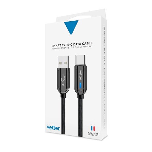 Cablu de date si incarcare Vetter Smart Type-C, Auto Disconnect, 1.2m Cablu de date si incarcare Vetter Smart Type-C, Auto Disconnect, 1.2m
