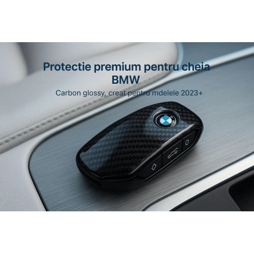 Husa Cheie BMW din Carbon Vetter Compatibila i5, i7, Seria 2, 3, 5, 7, Negru Lucios Husa Cheie BMW din Carbon Vetter Compatibila i5, i7, Seria 2, 3, 5, 7, Negru Lucios