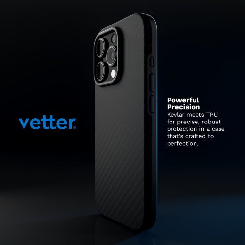 Husa Iphone 16 Pro Clip-On MagSafe Vetter Aramid Fiber Hybrid Kevlar Slim, Negru Husa Iphone 16 Pro Clip-On MagSafe Vetter Aramid Fiber Hybrid Kevlar Slim, Negru