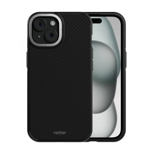 Husa de Telefon din Kevlar pentru Iphone 15 Plus Vetter Enhanced Protection, MagSafe, Negru