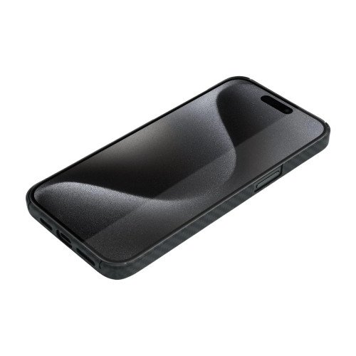 Husa de Telefon din Kevlar pentru Iphone 15 Pro Max Vetter Slim, MagSafe, Negru