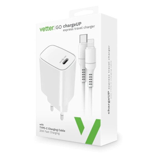 Incarcator Retea Vetter chargeUP Lightning, Smart Travel, 20W, Alb Incarcator Retea Vetter chargeUP Lightning, Smart Travel, 20W, Alb
